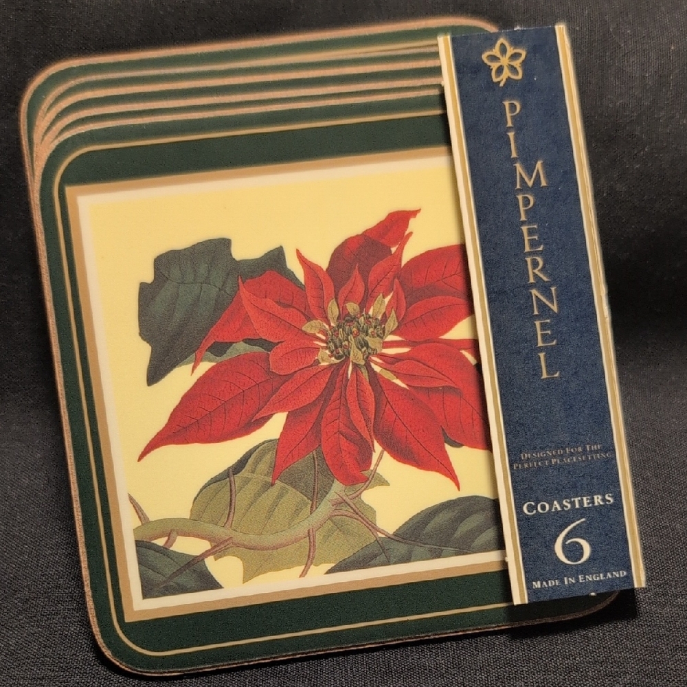 Pimpernel Festive Poinsettia Coasters Set Of 6